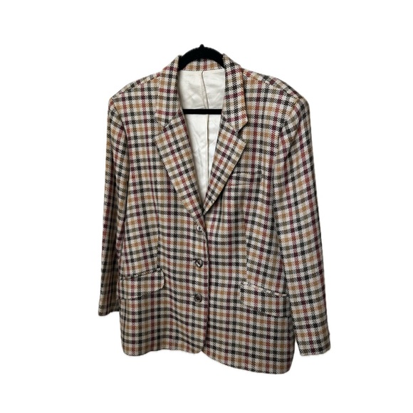 Jos. A. Bank Jackets & Blazers - VINTAGE 1990s CLASSIC BROWN PLAID PATTERNED WOOL BLAZER JACKET SPORT COAT-14